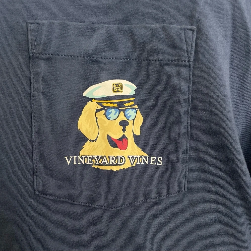 Vineyard Vines Blue "Pawty Animal" L/S Pocket Tee M - Picture 3 of 8